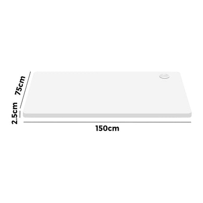 Oikiture Standing Desk Top with Drilled Hole White 150x75cm-Desk Board-PEROZ Accessories