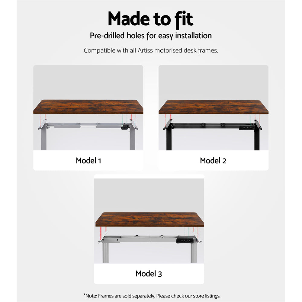 Artiss Standing Desk Top Rustic Brown 120CM-Office Desks-PEROZ Accessories
