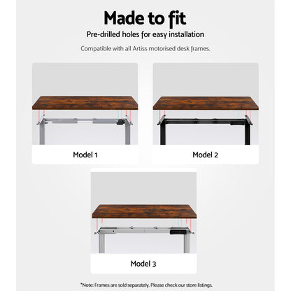 Artiss Standing Desk Top Rustic Brown 120CM-Office Desks-PEROZ Accessories