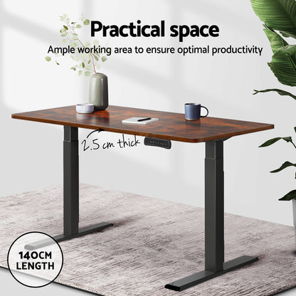Artiss Standing Desk Top Rustic Brown 140CM-Furniture &gt; Office &gt; Desks-PEROZ Accessories