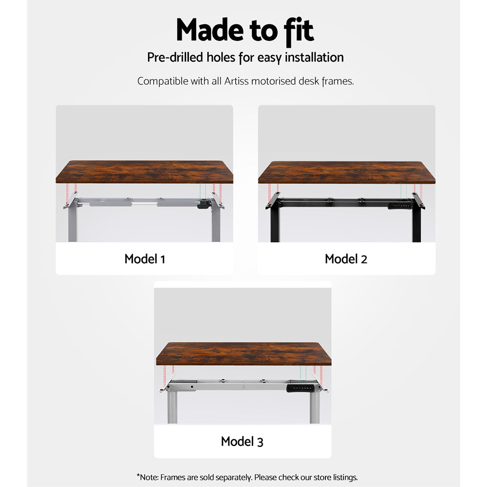 Artiss Standing Desk Top Rustic Brown 140CM-Furniture &gt; Office &gt; Desks-PEROZ Accessories