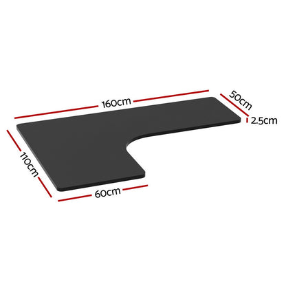 Artiss Standing Desk Top L-shape Black 160CM-Furniture &gt; Office &gt; Desks-PEROZ Accessories
