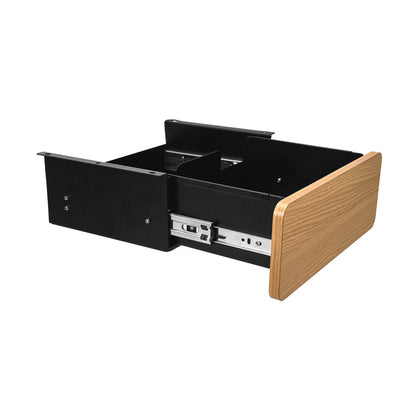 Oikiture Under Desk Drawer with 2 Drawers Dividers Natural and Black-Desk Drawers-PEROZ Accessories