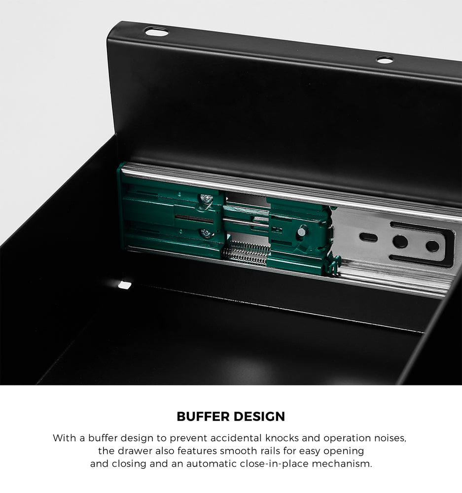Oikiture Under Desk Drawer with 2 Drawers Dividers Natural and Black-Desk Drawers-PEROZ Accessories