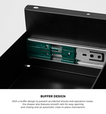 Oikiture Under Desk Drawer with 2 Drawers Dividers Natural and Black-Desk Drawers-PEROZ Accessories