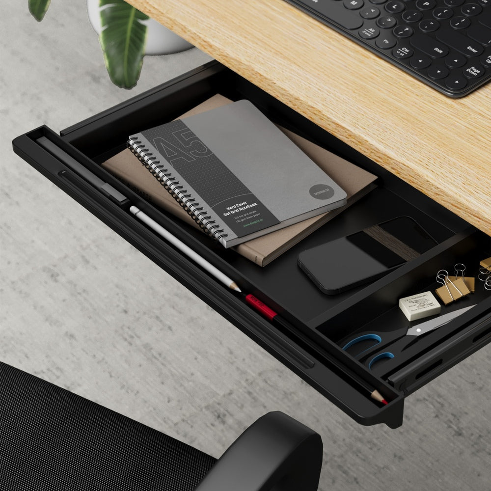 Oikiture Under Desk Drawer Pull-Out Drawer Sliding Tray Black-Desk Drawer-PEROZ Accessories