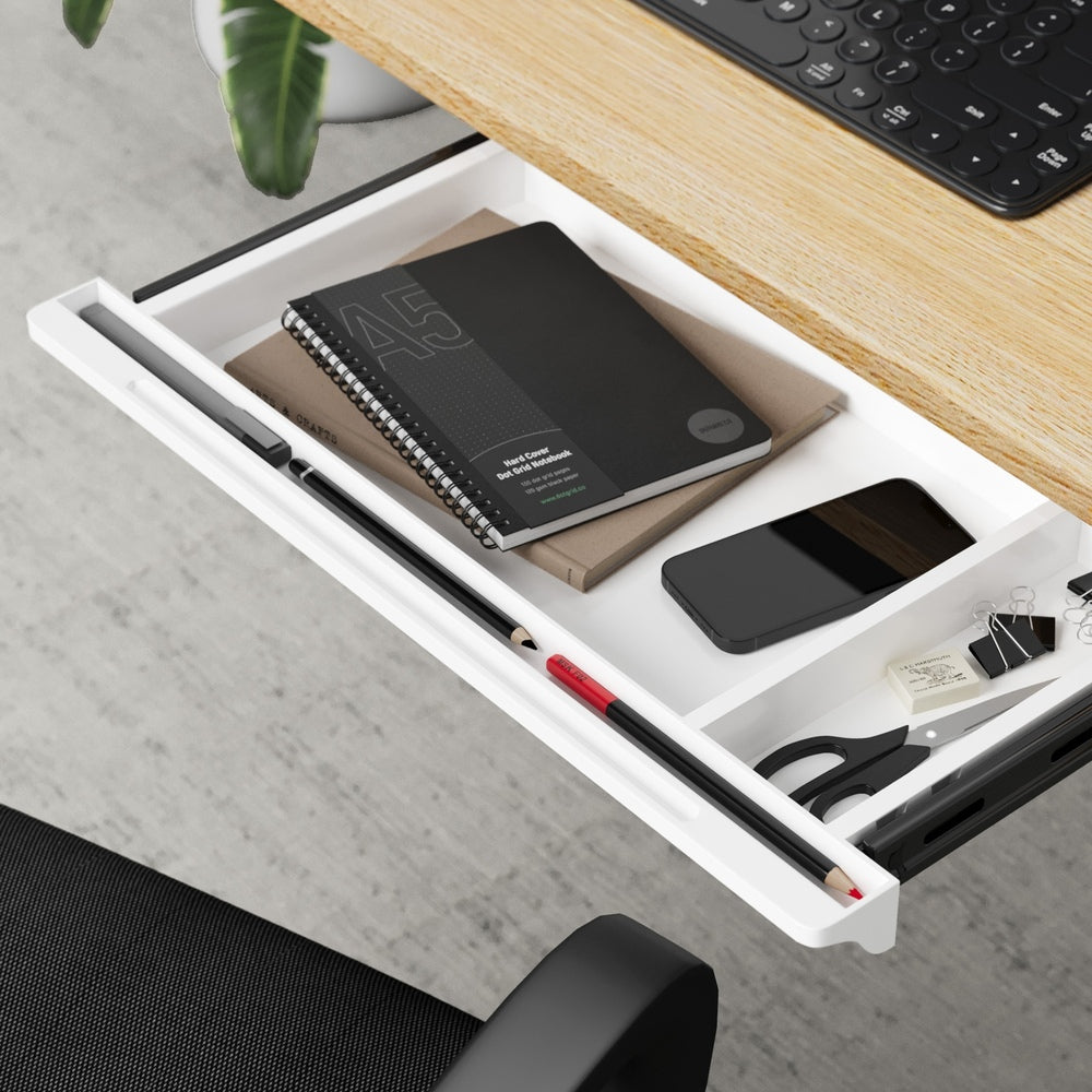 Oikiture Under Desk Drawer Pull-Out Drawer Sliding Tray White-Desk Drawer-PEROZ Accessories