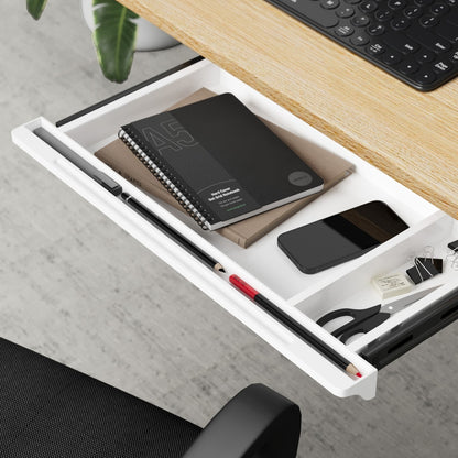 Oikiture Under Desk Drawer Pull-Out Drawer Sliding Tray White-Desk Drawer-PEROZ Accessories