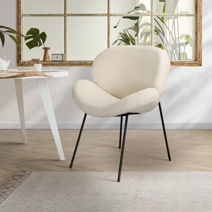 Oikiture 1PC Armchair Dining Chair Accent Chairs Tub Armchairs Sherpa Beige-Dining Chairs-PEROZ Accessories