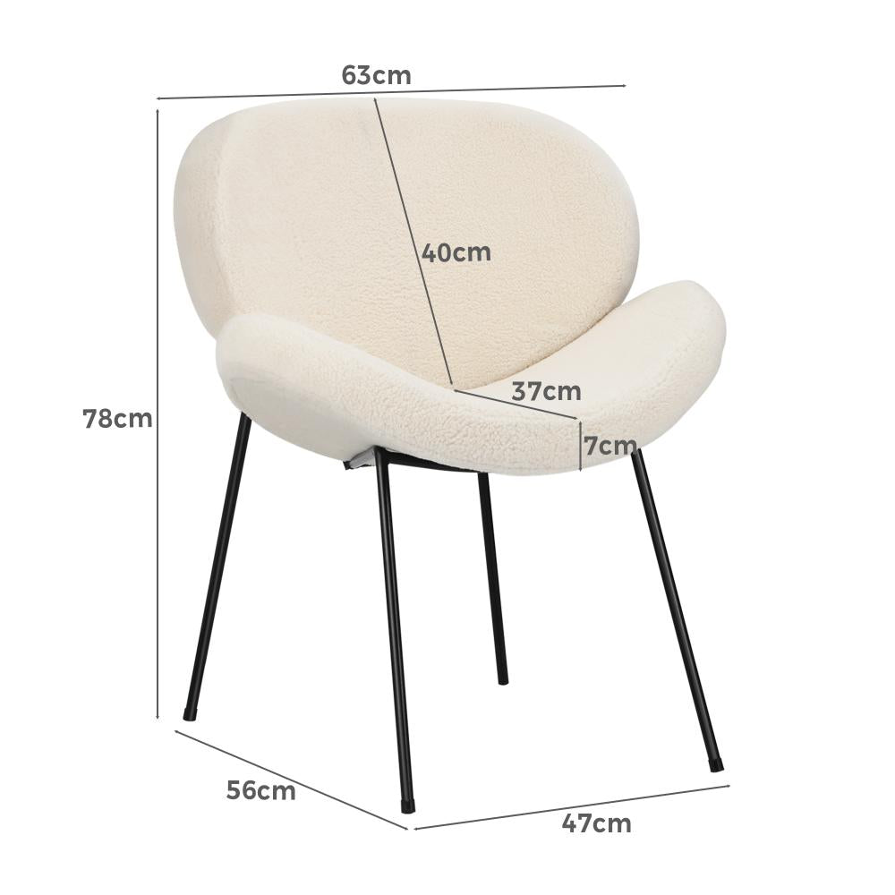 Oikiture 1PC Armchair Dining Chair Accent Chairs Tub Armchairs Sherpa Beige-Dining Chairs-PEROZ Accessories
