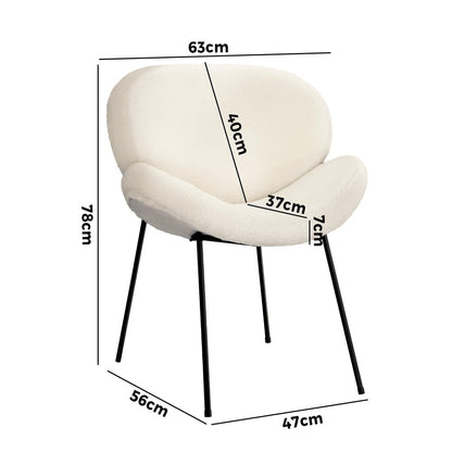 Oikiture 1PC Armchair Dining Chair Accent Chairs Tub Armchairs Sherpa Beige-Dining Chairs-PEROZ Accessories