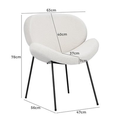 Oikiture 2PCS Armchair Dining Chair Accent Chairs Tub Armchairs Sherpa White-Dining Chair-PEROZ Accessories