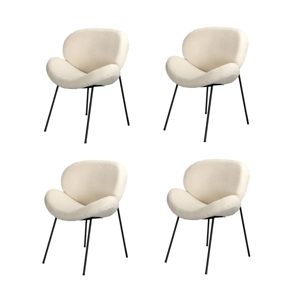 Oikiture 4PCS Armchair Dining Chair Sherpa White-Dining Chair-PEROZ Accessories