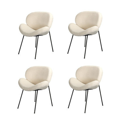 Oikiture 4PCS Armchair Dining Chair Sherpa White-Dining Chair-PEROZ Accessories
