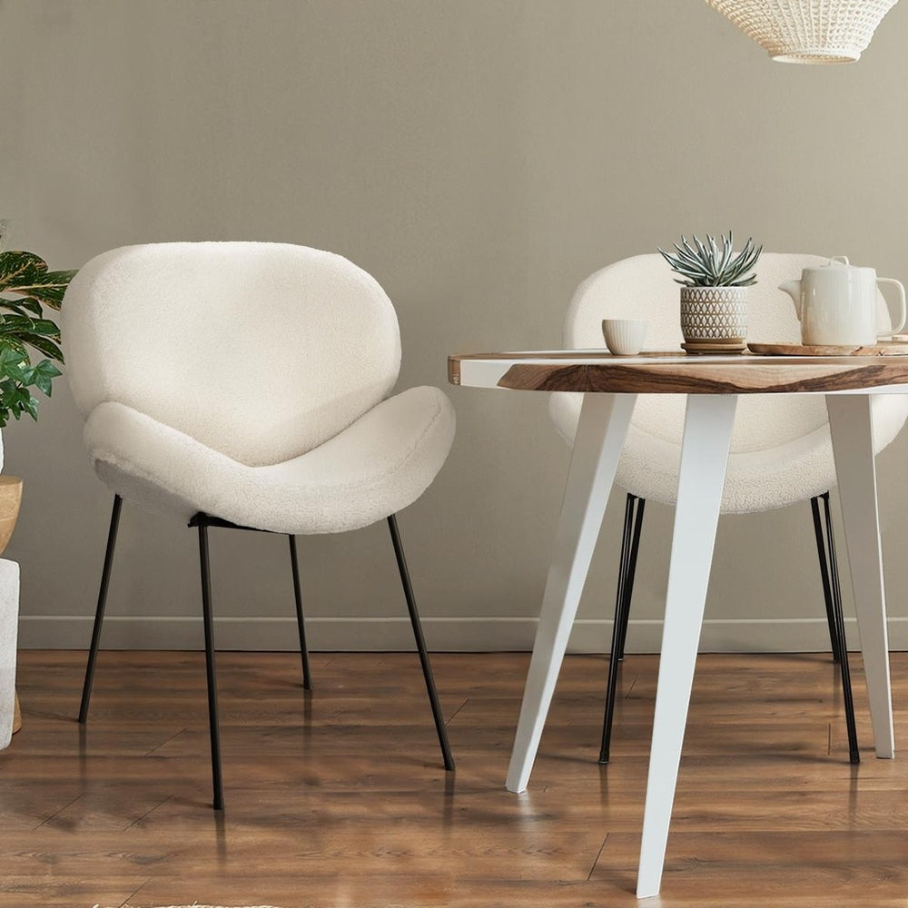 Oikiture 4PCS Armchair Dining Chair Sherpa White-Dining Chair-PEROZ Accessories