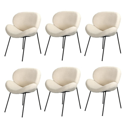 Oikiture 6PCS Armchair Dining Chair Sherpa White-Dining Chair-PEROZ Accessories
