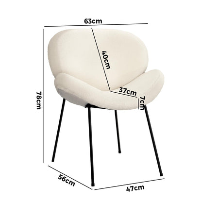 Oikiture 8PCS Dining Chair Tub Armchairs Sherpa White-Dining Chair-PEROZ Accessories