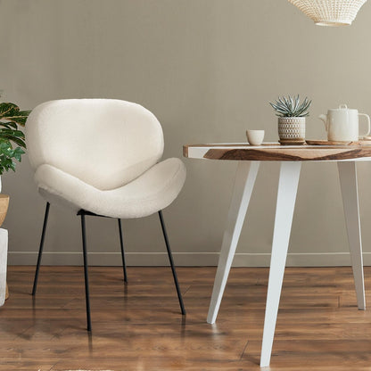Oikiture 8PCS Dining Chair Tub Armchairs Sherpa White-Dining Chair-PEROZ Accessories