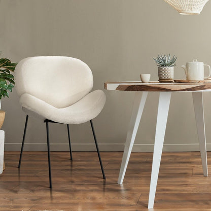 Oikiture 8PCS Dining Chair Tub Armchairs Sherpa White-Dining Chair-PEROZ Accessories