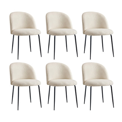 Oikiture 6x Dining Chairs Kitchen Upholstered Sherpa White-Dining Chairs-PEROZ Accessories