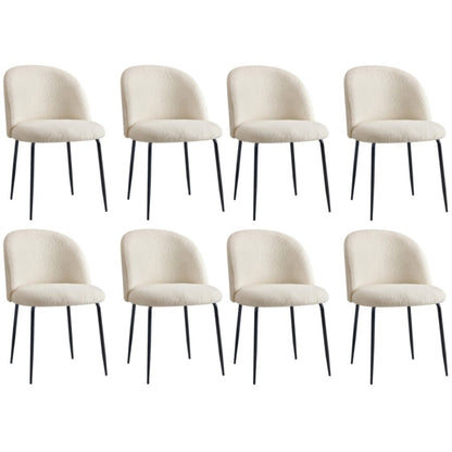 Oikiture 8x Dining Chairs Upholstered Sherpa White-Dining Chair-PEROZ Accessories