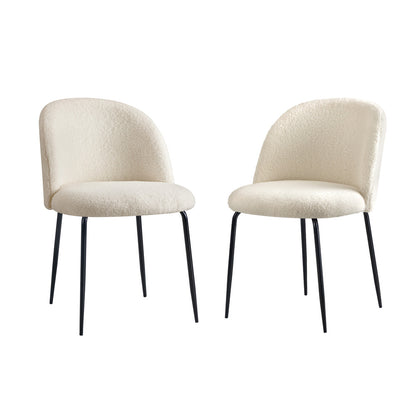 Oikiture 8x Dining Chairs Upholstered Sherpa White-Dining Chair-PEROZ Accessories