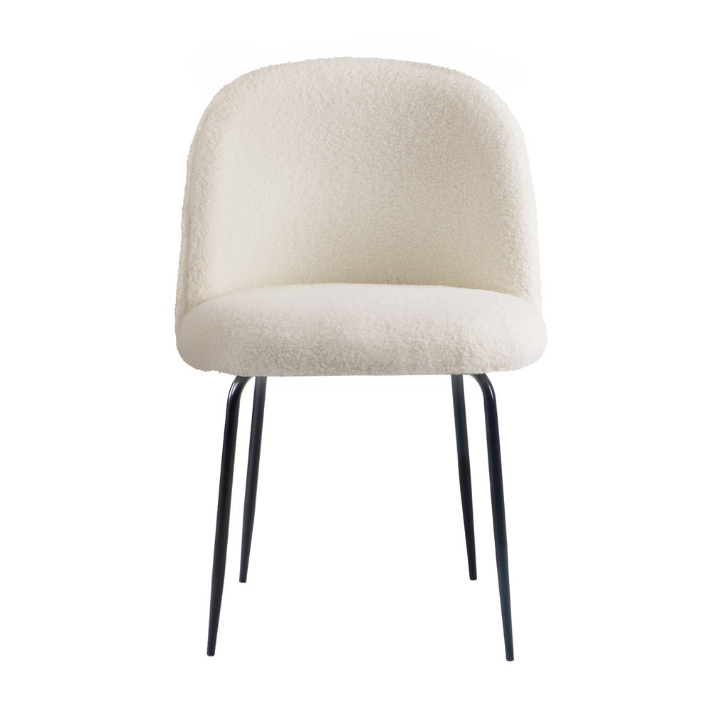 Oikiture 8x Dining Chairs Upholstered Sherpa White-Dining Chair-PEROZ Accessories