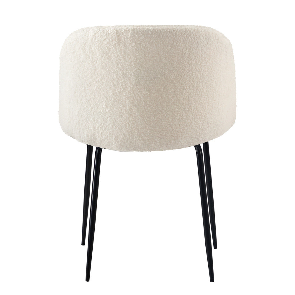 Oikiture 8x Dining Chairs Upholstered Sherpa White-Dining Chair-PEROZ Accessories