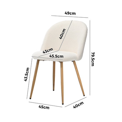 Oikiture 2x Dining Chairs Upholstered Sherpa Wooden White-Dining Chair-PEROZ Accessories
