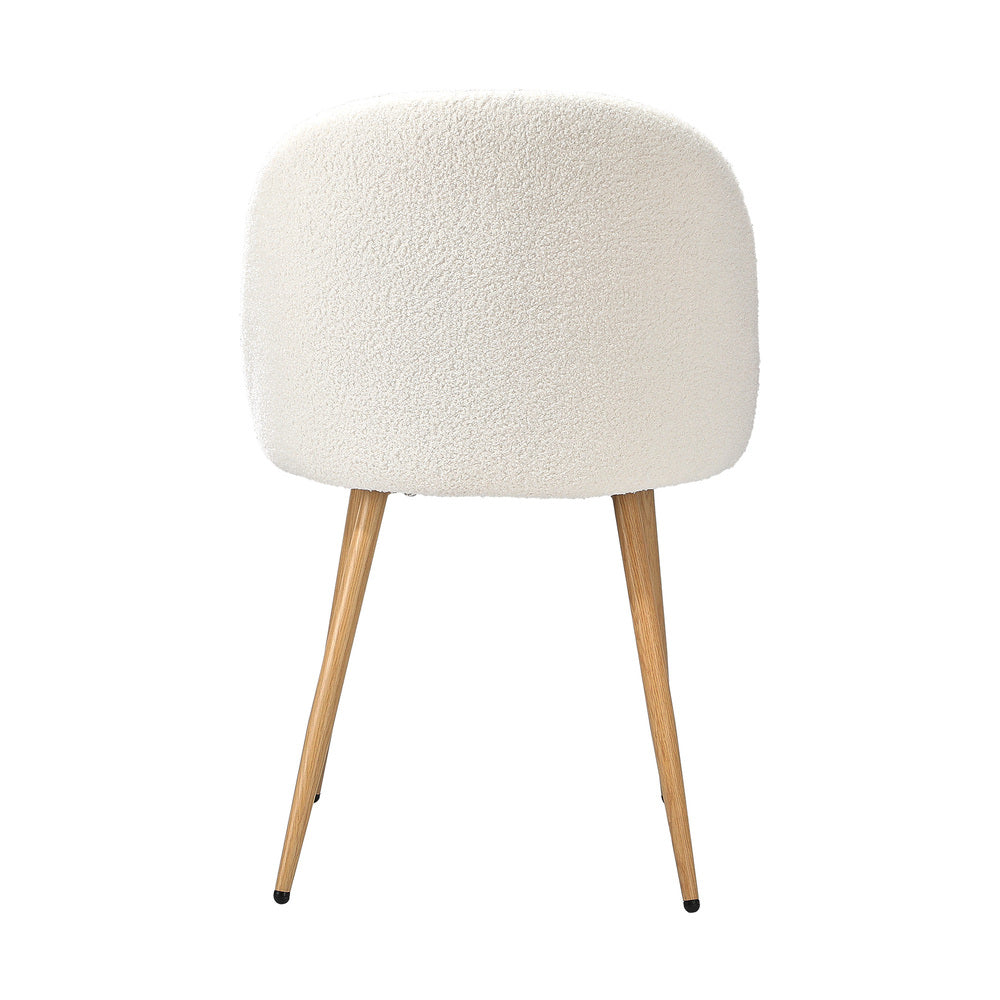 Oikiture 2x Dining Chairs Upholstered Sherpa Wooden White-Dining Chair-PEROZ Accessories