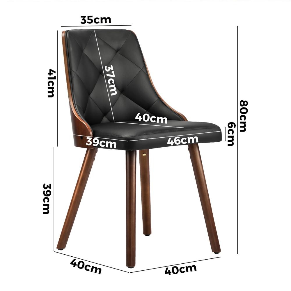 Oikiture 4x Wooden Dining Chairs Faux Leather Padded Black-Dining Chairs-PEROZ Accessories