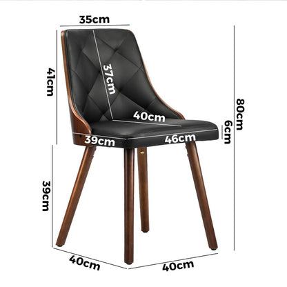 Oikiture 4x Wooden Dining Chairs Faux Leather Padded Black-Dining Chairs-PEROZ Accessories