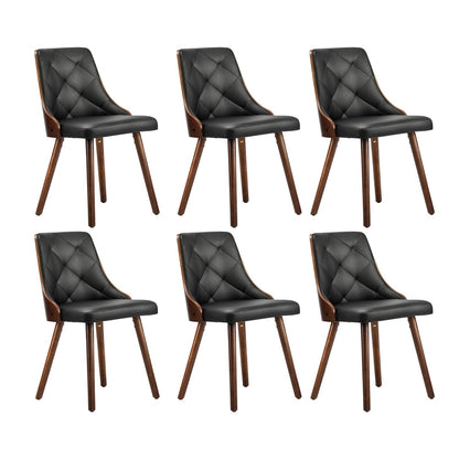Oikiture 6x Wooden Dining Chairs Faux Leather Padded Black-Dining Chairs-PEROZ Accessories