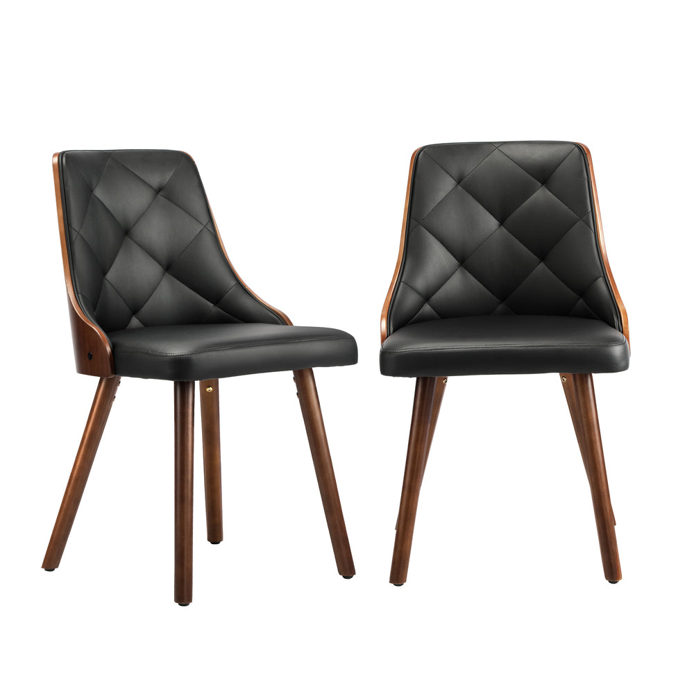 Oikiture 6x Wooden Dining Chairs Faux Leather Padded Black-Dining Chairs-PEROZ Accessories