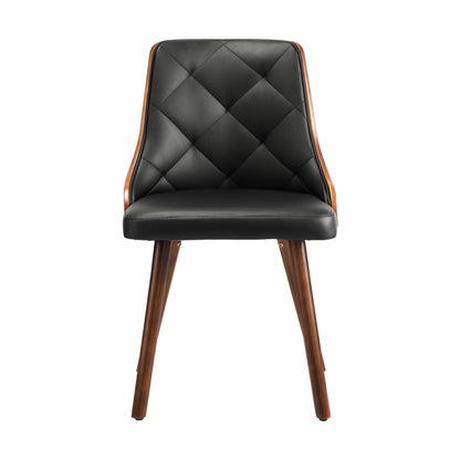 Oikiture 6x Wooden Dining Chairs Faux Leather Padded Black-Dining Chairs-PEROZ Accessories