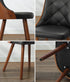 Oikiture 6x Wooden Dining Chairs Faux Leather Padded Black-Dining Chairs-PEROZ Accessories