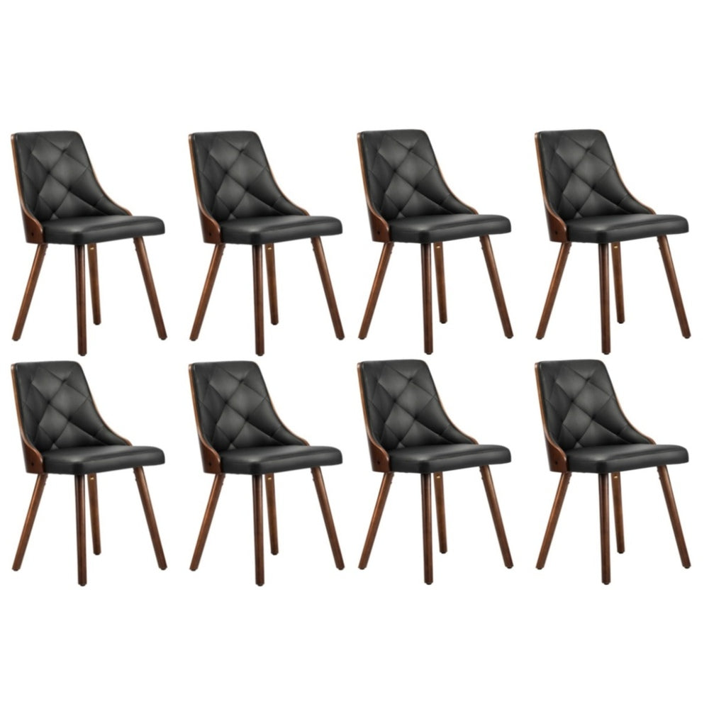 Oikiture 8x Wooden Dining Chairs Faux Leather Padded Black-Dining Chair-PEROZ Accessories