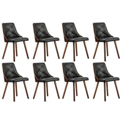 Oikiture 8x Wooden Dining Chairs Faux Leather Padded Black-Dining Chair-PEROZ Accessories