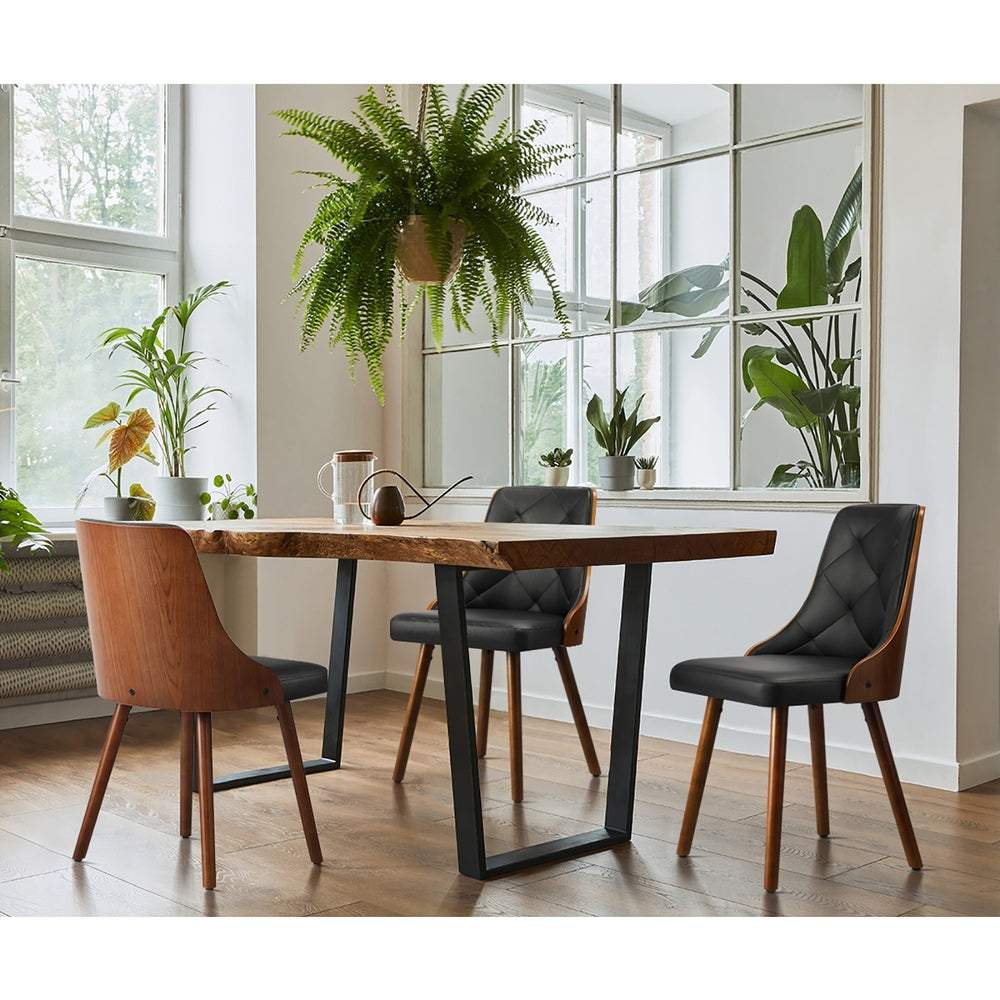 Oikiture 8x Wooden Dining Chairs Faux Leather Padded Black-Dining Chair-PEROZ Accessories