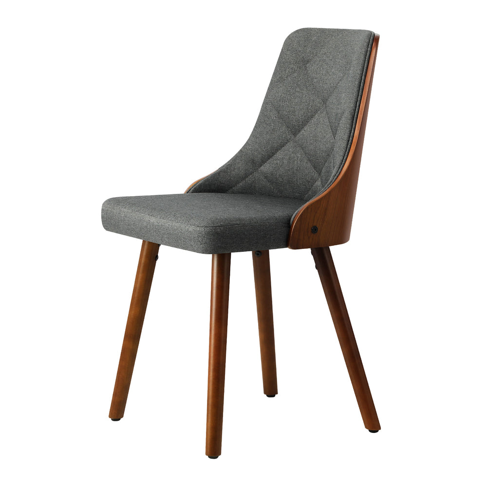Oikiture Dining Chairs Wooden Chair Kitchen Cafe Faux Linen fabric Padded Seatx2-Dining Chairs-PEROZ Accessories
