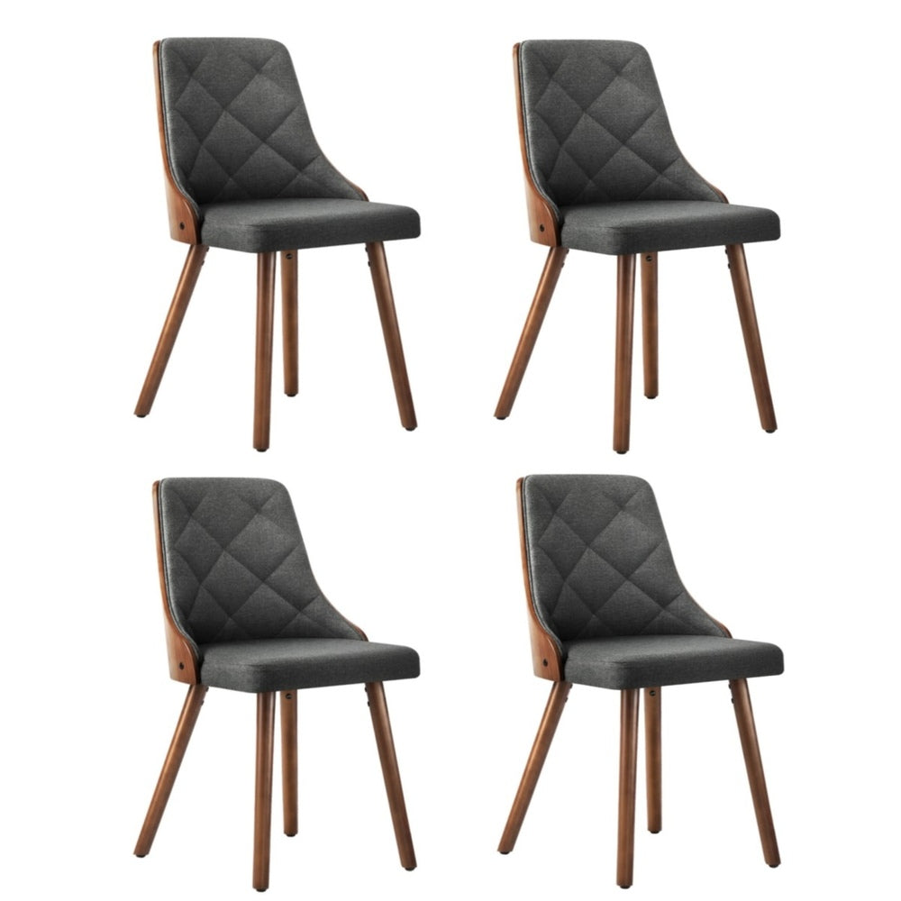 Oikiture Wooden Dining Chairs Faux Linen fabric Padded Seatx4-Dining Chair-PEROZ Accessories