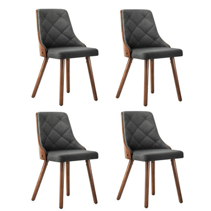 Oikiture Wooden Dining Chairs Faux Linen fabric Padded Seatx4-Dining Chair-PEROZ Accessories