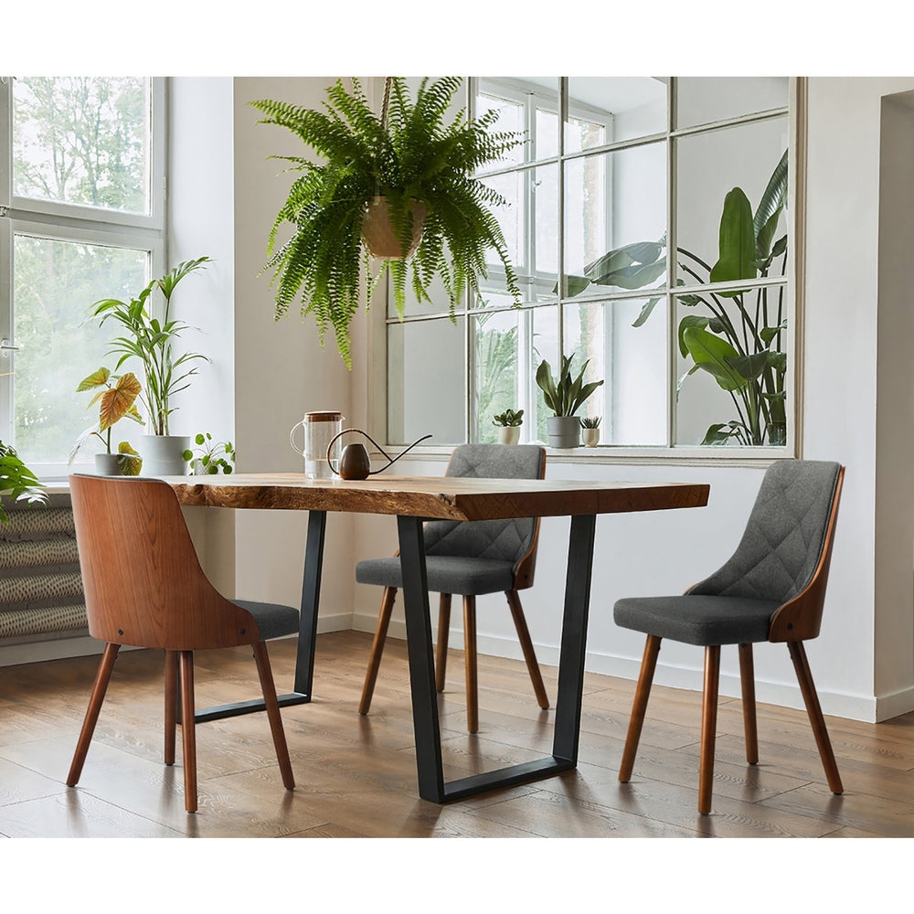 Oikiture Wooden Dining Chairs Faux Linen fabric Padded Seatx4-Dining Chair-PEROZ Accessories
