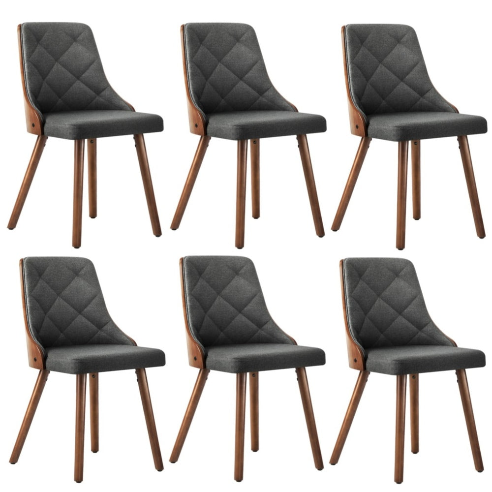 Oikiture Wooden Dining Chairs Faux Linen fabric Padded Seatx6-Dining Chair-PEROZ Accessories