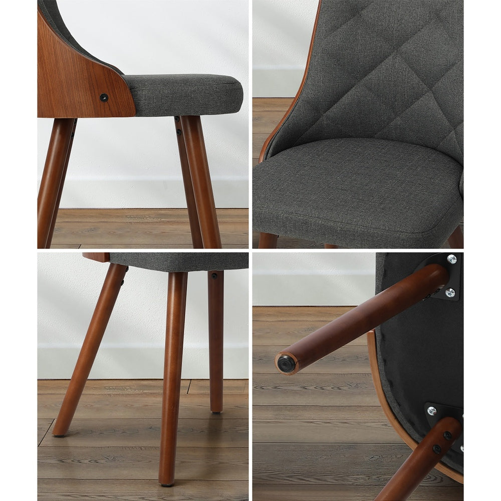 Oikiture Wooden Dining Chairs Faux Linen fabric Padded Seatx6-Dining Chair-PEROZ Accessories