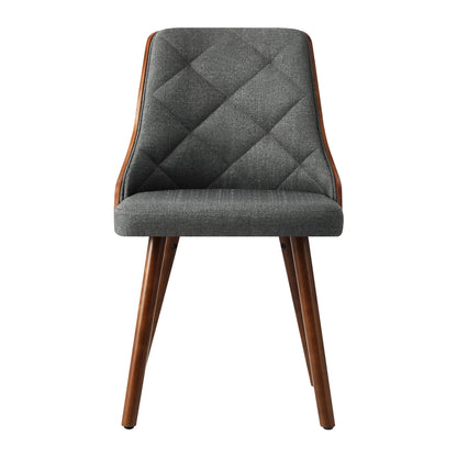 Oikiture Wooden Dining Chairs Faux Linen fabric Padded Seat x8-Dining Chair-PEROZ Accessories