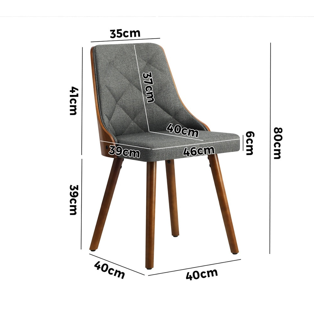 Oikiture Wooden Dining Chairs Faux Linen fabric Padded Seat x8-Dining Chair-PEROZ Accessories