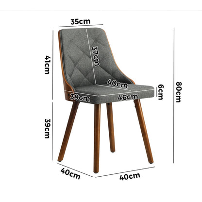 Oikiture Wooden Dining Chairs Faux Linen fabric Padded Seat x8-Dining Chair-PEROZ Accessories