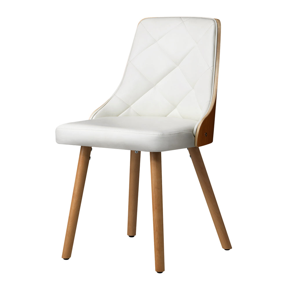 Oikiture Dining Chairs Wooden Kitchen Chair Cafe Faux PU Leather Padded Seat 2x-Dining Chairs-PEROZ Accessories