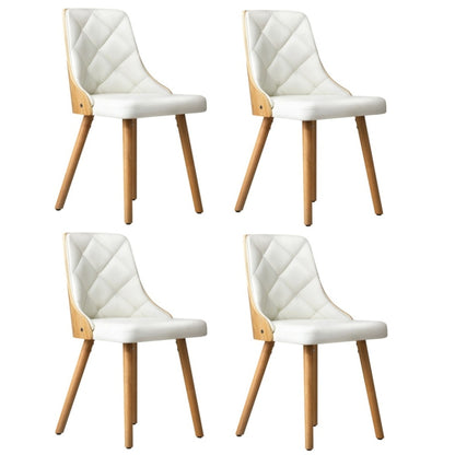 Oikiture 4x Wooden Dining Chairs Faux Leather Padded White-Dining Chair-PEROZ Accessories